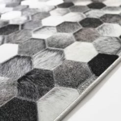 DÉCOWEB Tapis Toucher Soft - Imprimé Peau De Vache - Patchwork Gris - 120 X 160 Cm -Tapis et paillasson Soldes 15734913 5