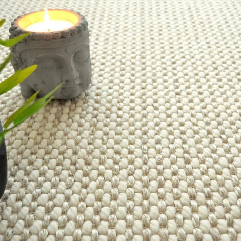 DÉCOWEB Tapis Laine Et Sisal Albury Grosses Boucles - Blanc Crème - Ganse Coton Limon - 160 X 230 Cm 2 DÉCOWEB Tapis Laine Et Sisal Albury Grosses Boucles - Blanc Crème - Ganse Coton Limon - 160 X 230 Cm – Image 2