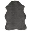 VidaXL Tapis 65 X 95 Cm Fausse Fourrure De Lapin Gris Foncé - Gris