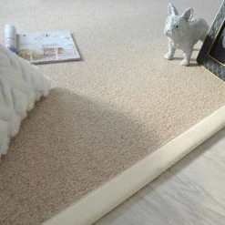 DÉCOWEB Tapis Pure Laine Killoo Grège - Ganse Coton écru - 140 X 200 Cm -Tapis et paillasson Soldes 15836880 5