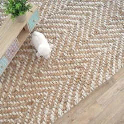 DÉCOWEB Tapis Chevrons En Jute - 120 X 170 Cm -Tapis et paillasson Soldes 15837008 3