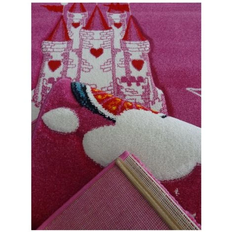 UNAMOURDETAPIS Tapis Enfant 140x140 Carre Cm Carré CHATEAU LICORNE Rose Chambre Adapté Au Chauffage Par Le Sol - Rose 4 UNAMOURDETAPIS Tapis Enfant 140x140 Carre Cm Carré CHATEAU LICORNE Rose Chambre Adapté Au Chauffage Par Le Sol - Rose – Image 4