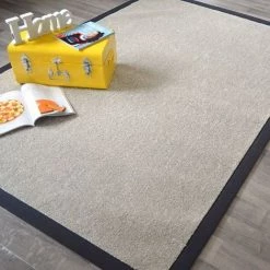 DÉCOWEB Tapis Bellaire Gris Perle - Ganse Coton Noire - 160 X 230 Cm