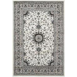 ALLOTAPIS Tapis Oriental à Mèches Courtes Pour Salon Charlotte Ivoire 80x300 - Ivoire