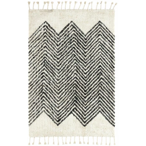 DÉCOWEB Tapis Style Berbère Avec Franges - Arrow Blanc Cassé - 140 X 200 Cm 1 DÉCOWEB Tapis Style Berbère Avec Franges - Arrow Blanc Cassé - 140 X 200 Cm