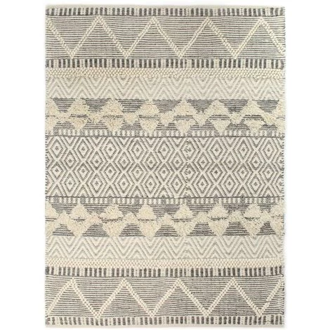 VidaXL Tapis Laine Tissée à La Main 140x200 Cm Blanc/Gris/Noir/Marron - Multicolore 2 VidaXL Tapis Laine Tissée à La Main 140x200 Cm Blanc/Gris/Noir/Marron - Multicolore – Image 2