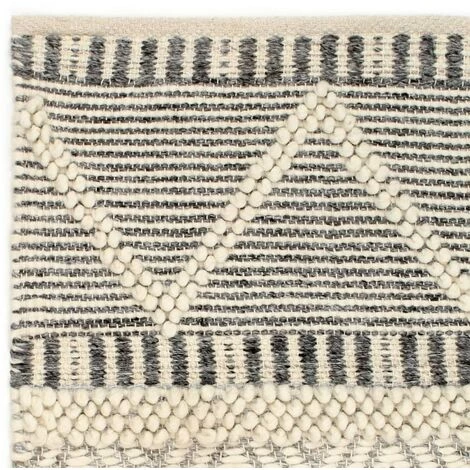 VidaXL Tapis Laine Tissée à La Main 140x200 Cm Blanc/Gris/Noir/Marron - Multicolore 3 VidaXL Tapis Laine Tissée à La Main 140x200 Cm Blanc/Gris/Noir/Marron - Multicolore – Image 3