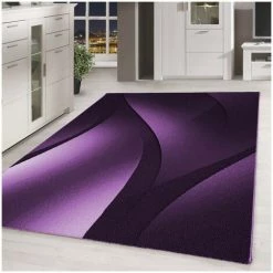 ALLOTAPIS Tapis Effet Courbe Pour Salon Design Rectangle Kris Lilas 120x170 - Lilas
