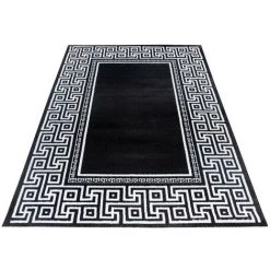 ALLOTAPIS Tapis Rectangle Pour Salon Baroque à Mèches Courtes Stessy Noir 160x230 - Noir