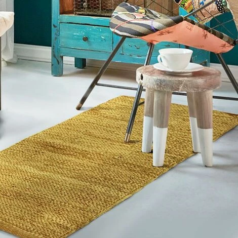 THEDECOFACTORY SKIN - <p>Tapis En Cuir Tressé Jaune 60x120 - Jaune 3 THEDECOFACTORY SKIN - <p>Tapis En Cuir Tressé Jaune 60x120 - Jaune – Image 3