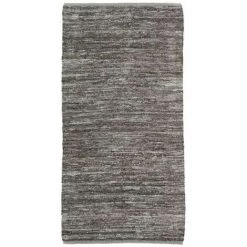 THEDECOFACTORY SKIN - <p>Tapis En Cuir Tressé Taupe 60x120 - Marron