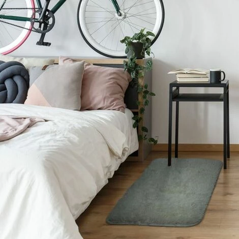 THEDECOFACTORY NEO YOGA - <p>Tapis à Poils Longs Extra-doux Gris Clair 60x90 - Gris Clair 2 THEDECOFACTORY NEO YOGA - <p>Tapis à Poils Longs Extra-doux Gris Clair 60x90 - Gris Clair – Image 2