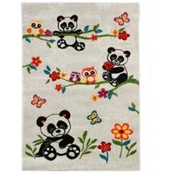 THEDECOFACTORY FUJI - <p>Tapis Toucher Laineux Imprimé Petits Pandas Blanc 100x150 - Blanc