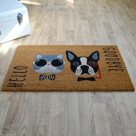 DÉCOWEB Paillasson Coco 45 X 75 Cm - Chat Et Chien 2 DÉCOWEB Paillasson Coco 45 X 75 Cm - Chat Et Chien – Image 2