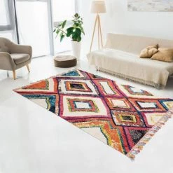 UNAMOURDETAPIS 60x110 - Jadorel Tapis Berbère Salon 60x110 Cm Entrée Interieur Multicolore Adapté Au Chauffage Par Le Sol - Multicolore