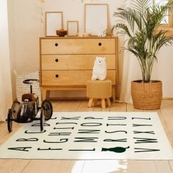 THEDECOFACTORY COTTON ALPHA - <p>Tapis Enfant Imprimé Alphabet Et Chat 120x170 - Beige -Tapis et paillasson Soldes 16741324 4