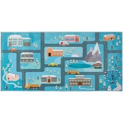 BELIANI Tapis En Tissu Bleu 150x80cm - Bleu