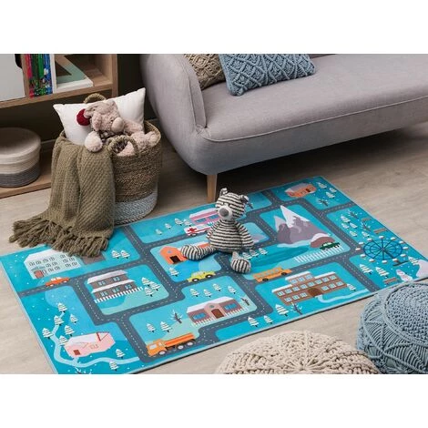 BELIANI Tapis En Tissu Bleu 150x80cm - Bleu 2 BELIANI Tapis En Tissu Bleu 150x80cm - Bleu – Image 2