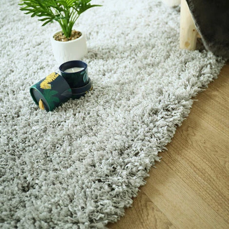 DÉCOWEB Tapis Flocon - Shaggy Frisé à Poils Longs - Gris Clair - 200 X 290 Cm 4 DÉCOWEB Tapis Flocon - Shaggy Frisé à Poils Longs - Gris Clair - 200 X 290 Cm – Image 4