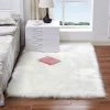 ASUPERMALL Tapis Moelleux Ultra Doux En Peluche Longue Forme Rectangulaire Tapis En Laine En Fausse Peau De Mouton Pour Salon Chambre Balcon Tapis De Sol, S'Il Vous Plait Voir Le Tableau Des Tailles, Blanc, 30 X 30Cm