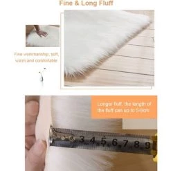 ASUPERMALL Tapis Moelleux Ultra Doux En Peluche Longue Forme Rectangulaire Tapis En Laine En Fausse Peau De Mouton Pour Salon Chambre Balcon Tapis De Sol, S'Il Vous Plait Voir Le Tableau Des Tailles, Blanc, 30 X 30Cm -Tapis et paillasson Soldes 16923199 5