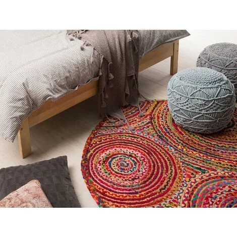 BELIANI Tapis En Tissu Multicolore 140x140cm - Multicolore 2 BELIANI Tapis En Tissu Multicolore 140x140cm - Multicolore – Image 2