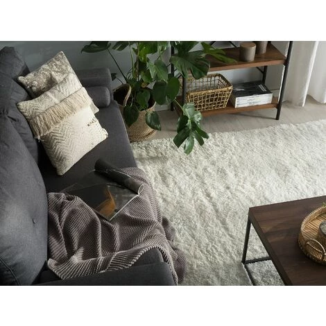 BELIANI Tapis En Tissu Blanc 200x200cm - Blanc 2 BELIANI Tapis En Tissu Blanc 200x200cm - Blanc – Image 2