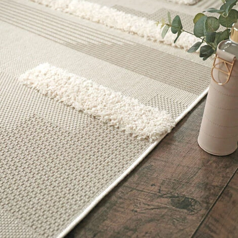 DÉCOWEB Tapis En Relief Géométrique - Salvador - Lignes écru Et Beige Naturel - 80 X 150 Cm 3 DÉCOWEB Tapis En Relief Géométrique - Salvador - Lignes écru Et Beige Naturel - 80 X 150 Cm – Image 3