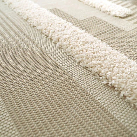 DÉCOWEB Tapis En Relief Géométrique - Salvador - Lignes écru Et Beige Naturel - 80 X 150 Cm 4 DÉCOWEB Tapis En Relief Géométrique - Salvador - Lignes écru Et Beige Naturel - 80 X 150 Cm – Image 4