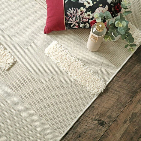 DÉCOWEB Tapis En Relief Géométrique - Salvador - Lignes écru Et Beige Naturel - 80 X 150 Cm 5 DÉCOWEB Tapis En Relief Géométrique - Salvador - Lignes écru Et Beige Naturel - 80 X 150 Cm – Image 5