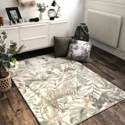 DÉCOWEB Tapis De Salon En Velours - Amazonie - Motif Jungle Fleur Et Jaguar - 80 X 150 Cm -Tapis et paillasson Soldes 18034655 3