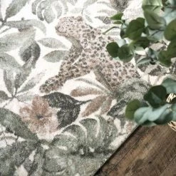 DÉCOWEB Tapis De Salon En Velours - Amazonie - Motif Jungle Fleur Et Jaguar - 80 X 150 Cm -Tapis et paillasson Soldes 18034655 4