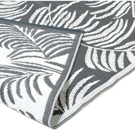 IDMARKET Tapis Extérieur COCO Tropical Gris Et Blanc 160 X 260 CM - Gris 4 IDMARKET Tapis Extérieur COCO Tropical Gris Et Blanc 160 X 260 CM - Gris – Image 4
