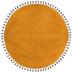 Atmosphera - Tapis Décoratif Ocre En Coton D 120 Cm - Ocre