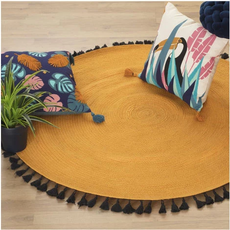 Atmosphera - Tapis Décoratif Ocre En Coton D 120 Cm - Ocre 5 Atmosphera - Tapis Décoratif Ocre En Coton D 120 Cm - Ocre – Image 5