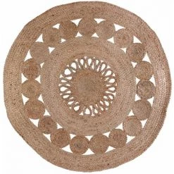 THE HOME DECO FACTORY Tapis Rond Jute Ajouré 90 Cm - Beige