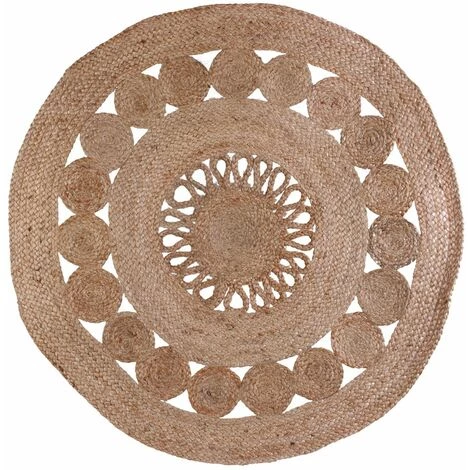 THE HOME DECO FACTORY Tapis Rond Jute Ajouré 90 Cm - Beige 1 THE HOME DECO FACTORY Tapis Rond Jute Ajouré 90 Cm - Beige