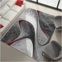 DEZENCO Tapis Salon 80x150 Cm Rectangulaire GARCA Rouge Chambre Adapté Au Chauffage Par Le Sol