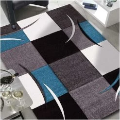 JADOREL Tapis Salon 80x150 Cm Rectangulaire ABSTRATA Bleu Chambre Adapté Au Chauffage Par Le Sol - Bleu