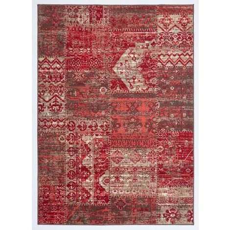 DEZENCO Tapis Salon 120x170 Cm Rectangulaire WORKYPATCH Rouge Salon Adapté Au Chauffage Par Le Sol - Rouge 2 DEZENCO Tapis Salon 120x170 Cm Rectangulaire WORKYPATCH Rouge Salon Adapté Au Chauffage Par Le Sol - Rouge – Image 2