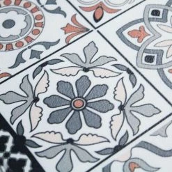 THEDECOFACTORY AZULEJOS VINYLE - <p>Tapis De Cuisine Carreaux Ciment Terra Cotta 45x75 - Rouge -Tapis et paillasson Soldes 18384749 3