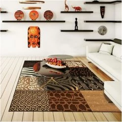 UNAMOURDETAPIS Tapis Salon 60x110 Cm Rectangulaire BC SAVANA PATCHWORK Beige Entrée Adapté Au Chauffage Par Le Sol - Beige