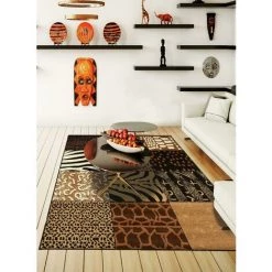 UNAMOURDETAPIS Tapis Salon 60x110 Cm Rectangulaire BC SAVANA PATCHWORK Beige Entrée Adapté Au Chauffage Par Le Sol - Beige -Tapis et paillasson Soldes 18385001 5