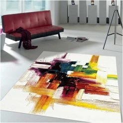 DEZENCO Tapis Salon 80x150 Cm Rectangulaire JOLIA 3 Crème Chambre Adapté Au Chauffage Par Le Sol - Crème