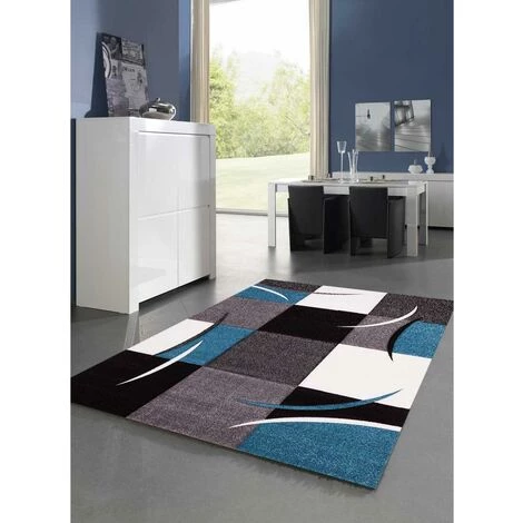 DEZENCO Tapis Salon 80x150 Cm Rectangulaire DIAVIRGULE Bleu Chambre Adapté Au Chauffage Par Le Sol - Bleu 1 DEZENCO Tapis Salon 80x150 Cm Rectangulaire DIAVIRGULE Bleu Chambre Adapté Au Chauffage Par Le Sol - Bleu