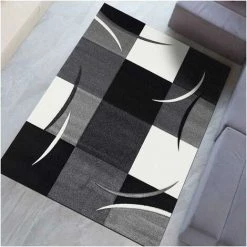 DEZENCO Tapis Salon 160x230 Cm Rectangulaire DIAVIRGULE Gris Salon Adapté Au Chauffage Par Le Sol - Gris