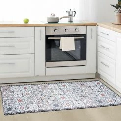 THEDECOFACTORY AZULEJOS VINYLE - <p>Tapis De Cuisine Carreaux Ciment Terra Cotta 45x120 - Rouge -Tapis et paillasson Soldes 18400139 4