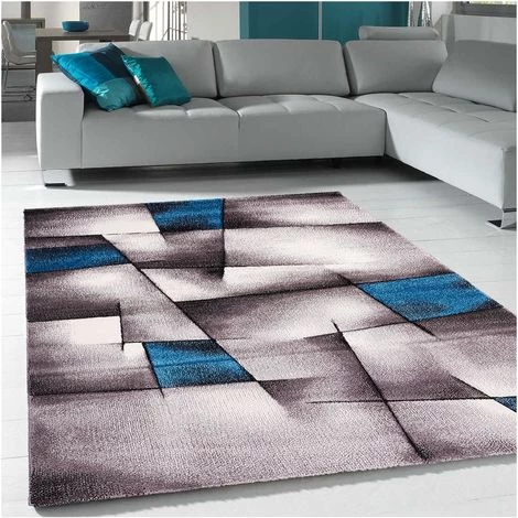 JADOREL Tapis Salon 60x110 Cm Rectangulaire TRIANGULA Bleu Entrée Adapté Au Chauffage Par Le Sol - Bleu 1 JADOREL Tapis Salon 60x110 Cm Rectangulaire TRIANGULA Bleu Entrée Adapté Au Chauffage Par Le Sol - Bleu