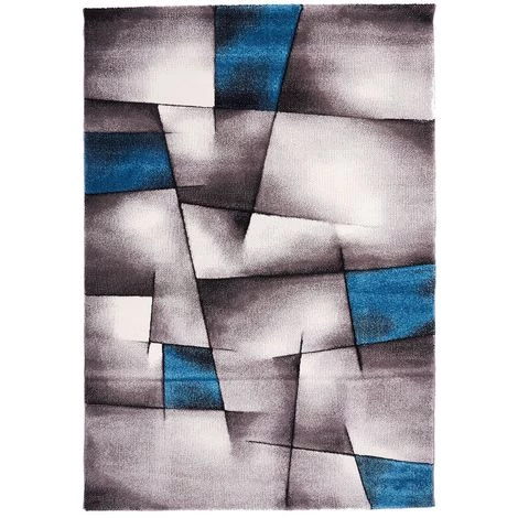 JADOREL Tapis Salon 60x110 Cm Rectangulaire TRIANGULA Bleu Entrée Adapté Au Chauffage Par Le Sol - Bleu 2 JADOREL Tapis Salon 60x110 Cm Rectangulaire TRIANGULA Bleu Entrée Adapté Au Chauffage Par Le Sol - Bleu – Image 2
