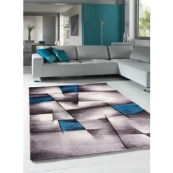 JADOREL Tapis Salon 60x110 Cm Rectangulaire TRIANGULA Bleu Entrée Adapté Au Chauffage Par Le Sol - Bleu 9 JADOREL Tapis Salon 60x110 Cm Rectangulaire TRIANGULA Bleu Entrée Adapté Au Chauffage Par Le Sol - Bleu -Tapis et paillasson Soldes 18400670 5
